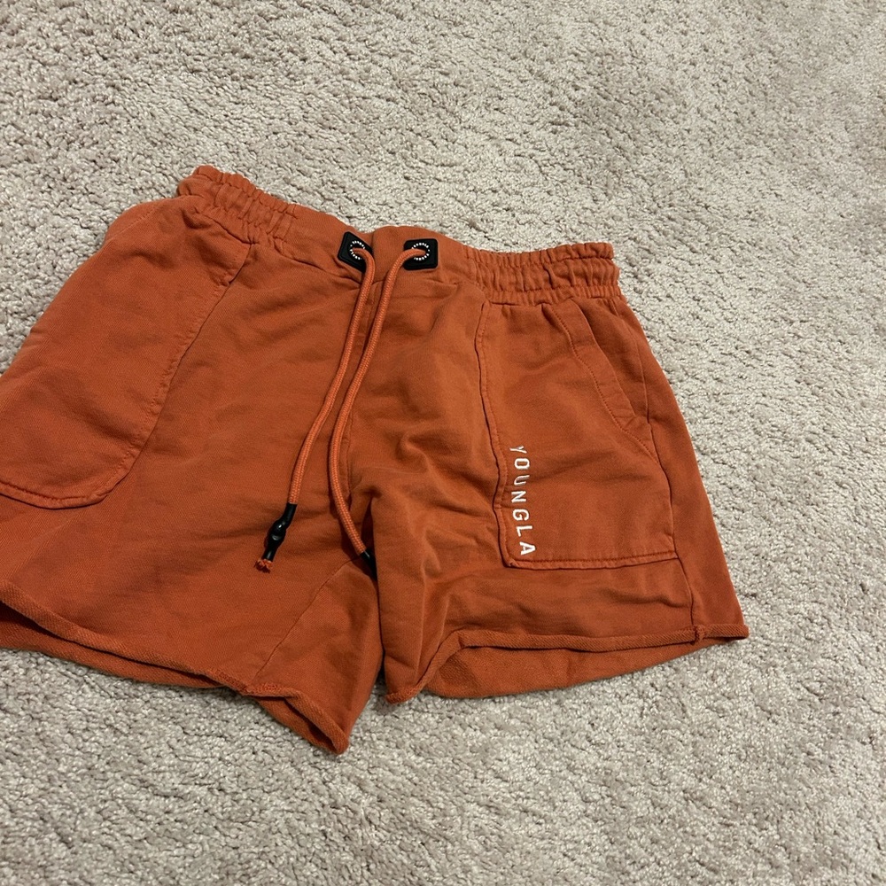 YoungLA Athletic Orange Shorts with Elastic Waistband